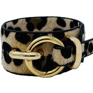 Faux Fur Leopard Print Cuff Bracelet & Gold fashion Buckle  Girls Night Out- NEW